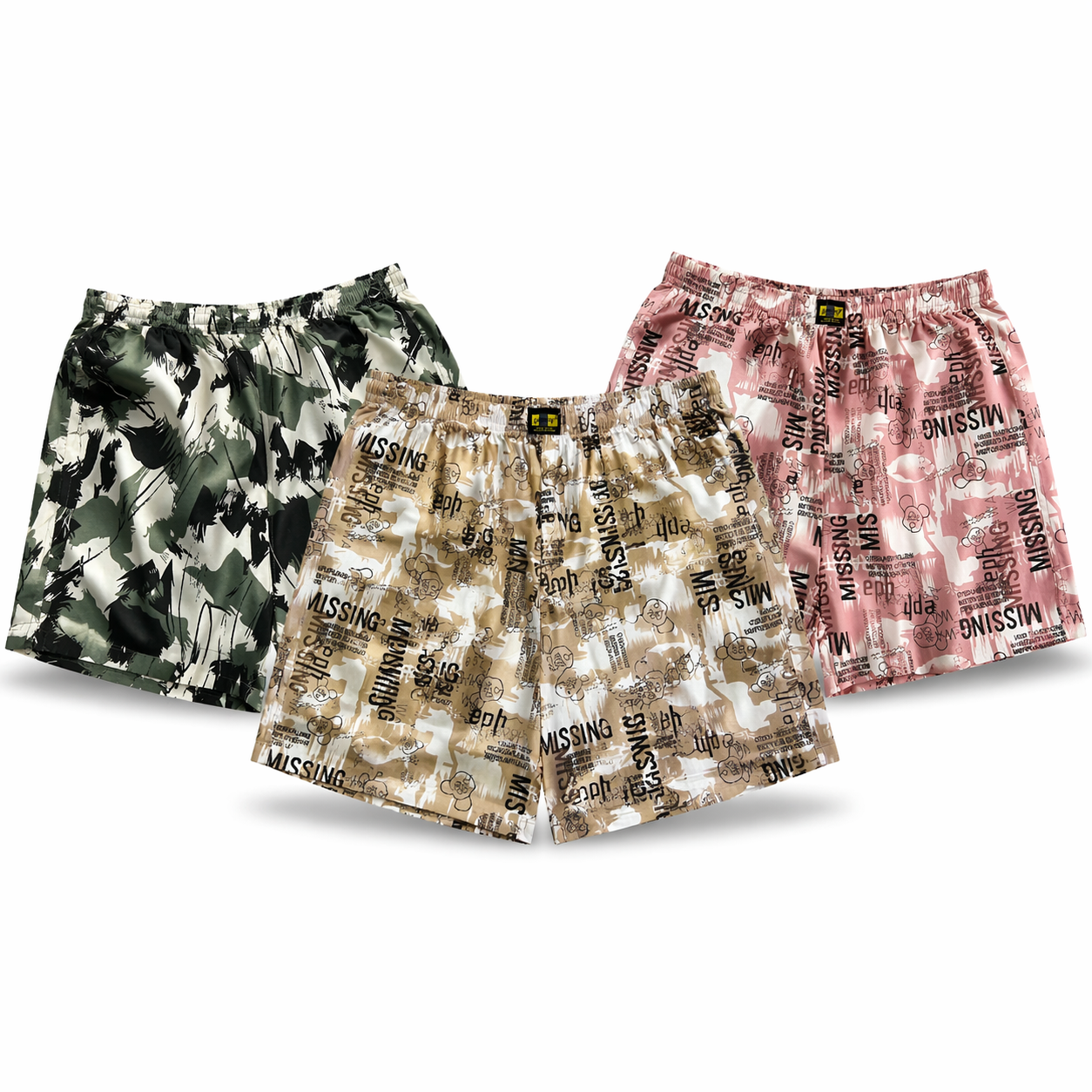 Men & Women Printed Boxer Shorts (Combo Pack of 3) Casual Regular Fit with Back Pocket.