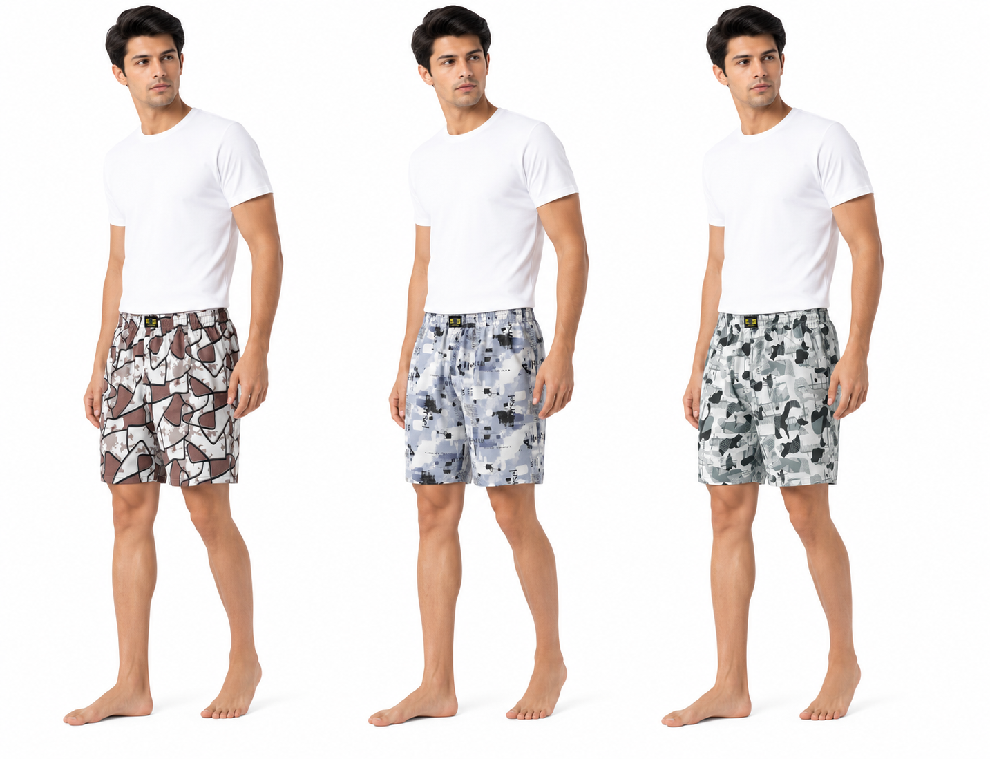 Men & Women Printed Boxer Shorts (Combo Pack of 3) Casual Regular Fit with Back Pocket