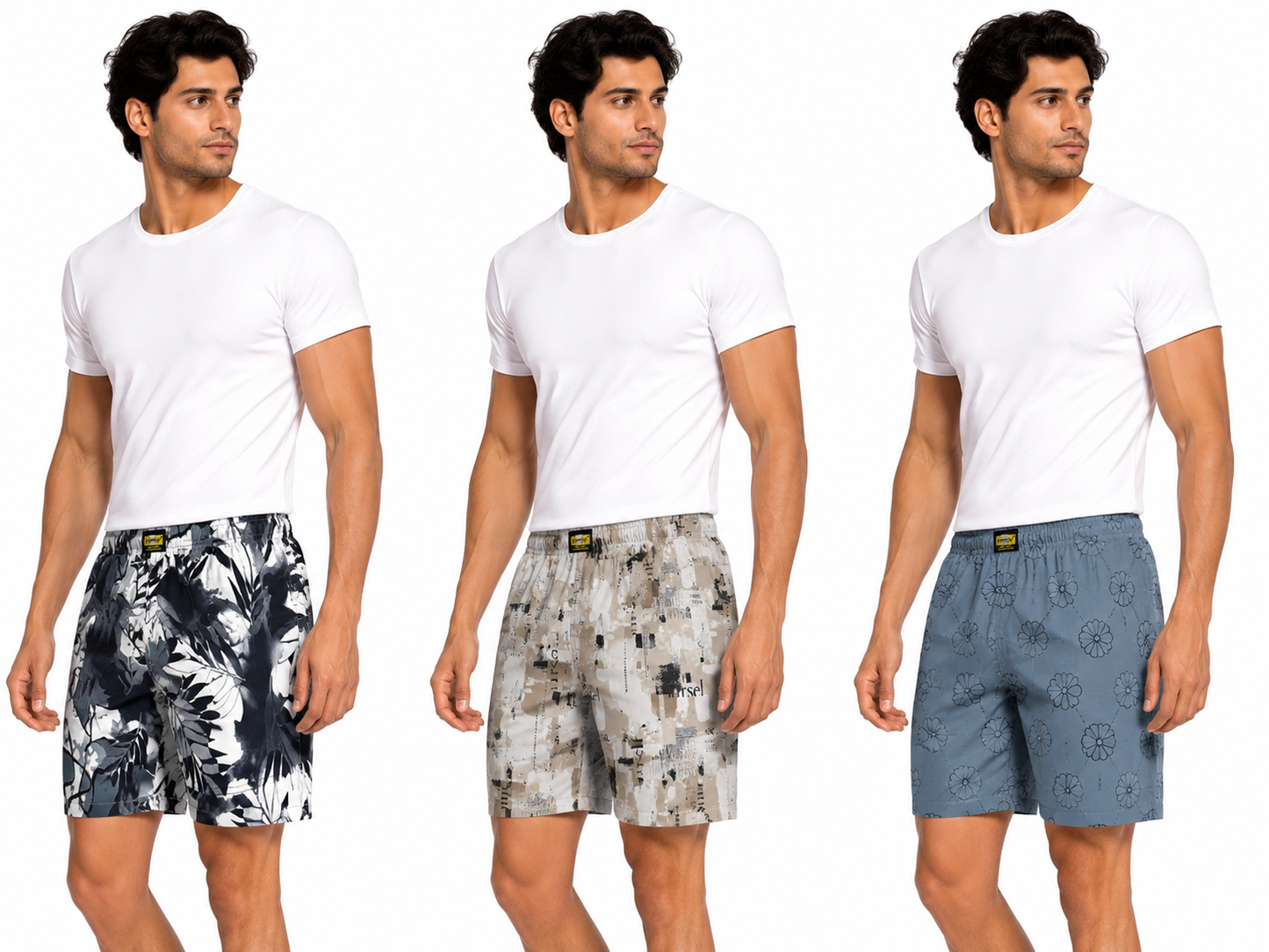 Men & Women Printed Boxer Shorts (Combo Pack of 3) Casual Regular Fit with Back Pocket