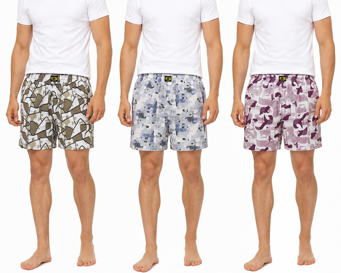 Men & Women Printed Boxer Shorts (Combo Pack of 3) Casual Regular Fit with Back Pocket