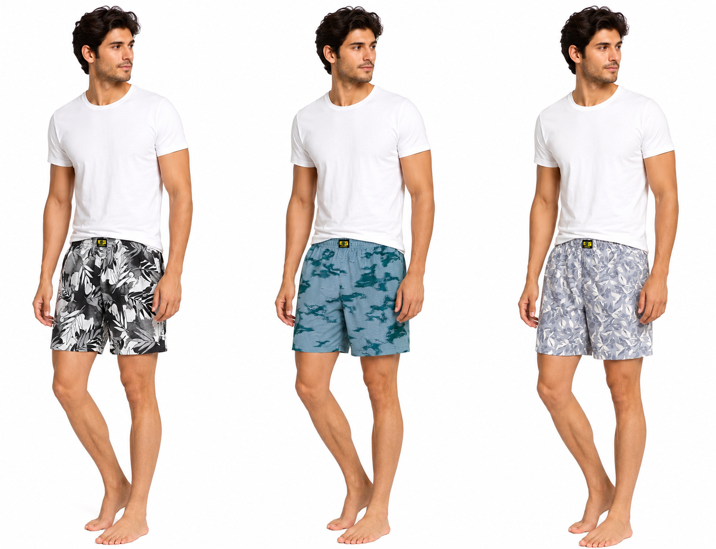 Men & Women Printed Boxer Shorts (Combo Pack of 3) Casual Regular Fit with Back Pocket