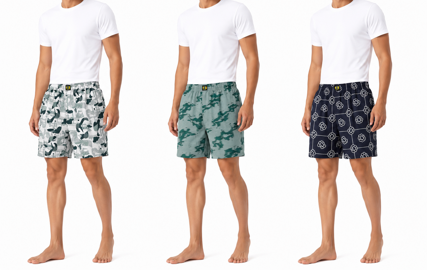 Men & Women Printed Boxer Shorts (Combo Pack of 3) Casual Regular Fit with Back Pocket