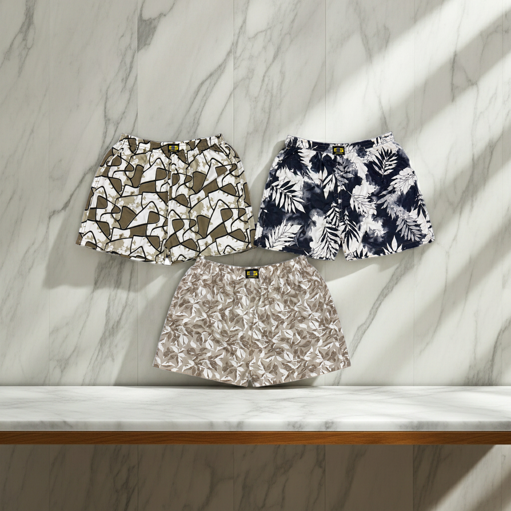 Men & Women Printed Boxer Shorts (Combo Pack of 3) Casual Regular Fit with Back Pocket. (Copy)