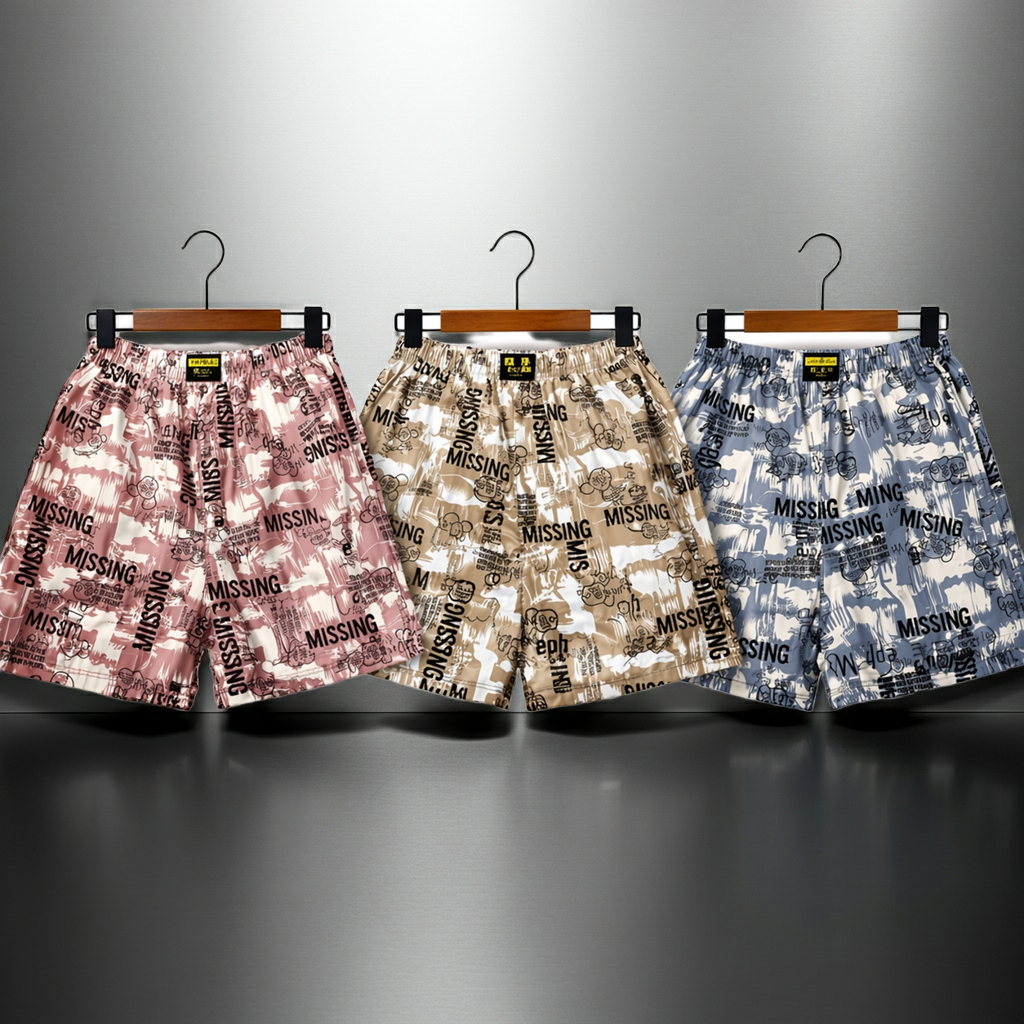 Men & Women Printed Boxer Shorts (Combo Pack of 3) Casual Regular Fit with Back Pocket.