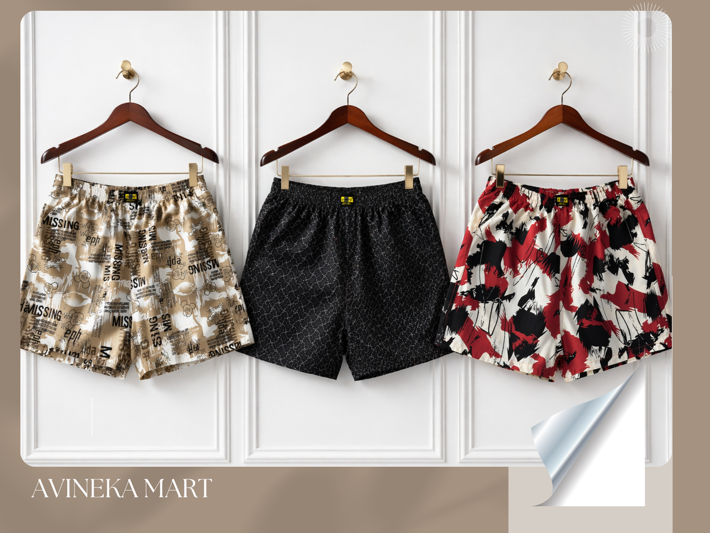 Men & Women Printed Boxer Shorts (Combo Pack of 3) Casual Regular Fit with Back Pocket.