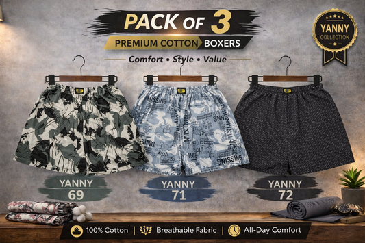Men & Women Printed Boxer Shorts (Combo Pack of 3) Casual Regular Fit with Back Pocket.