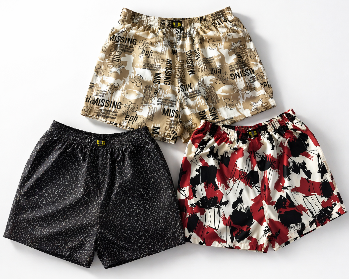 Men & Women Printed Boxer Shorts (Combo Pack of 3) Casual Regular Fit with Back Pocket.