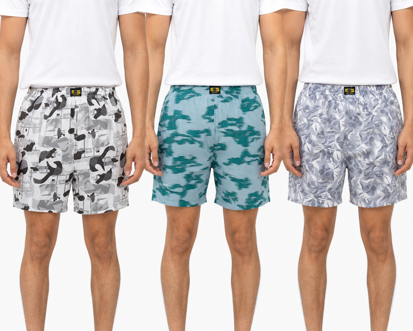 Men & Women Printed Boxer Shorts (Combo Pack of 3) Casual Regular Fit with Back Pocket