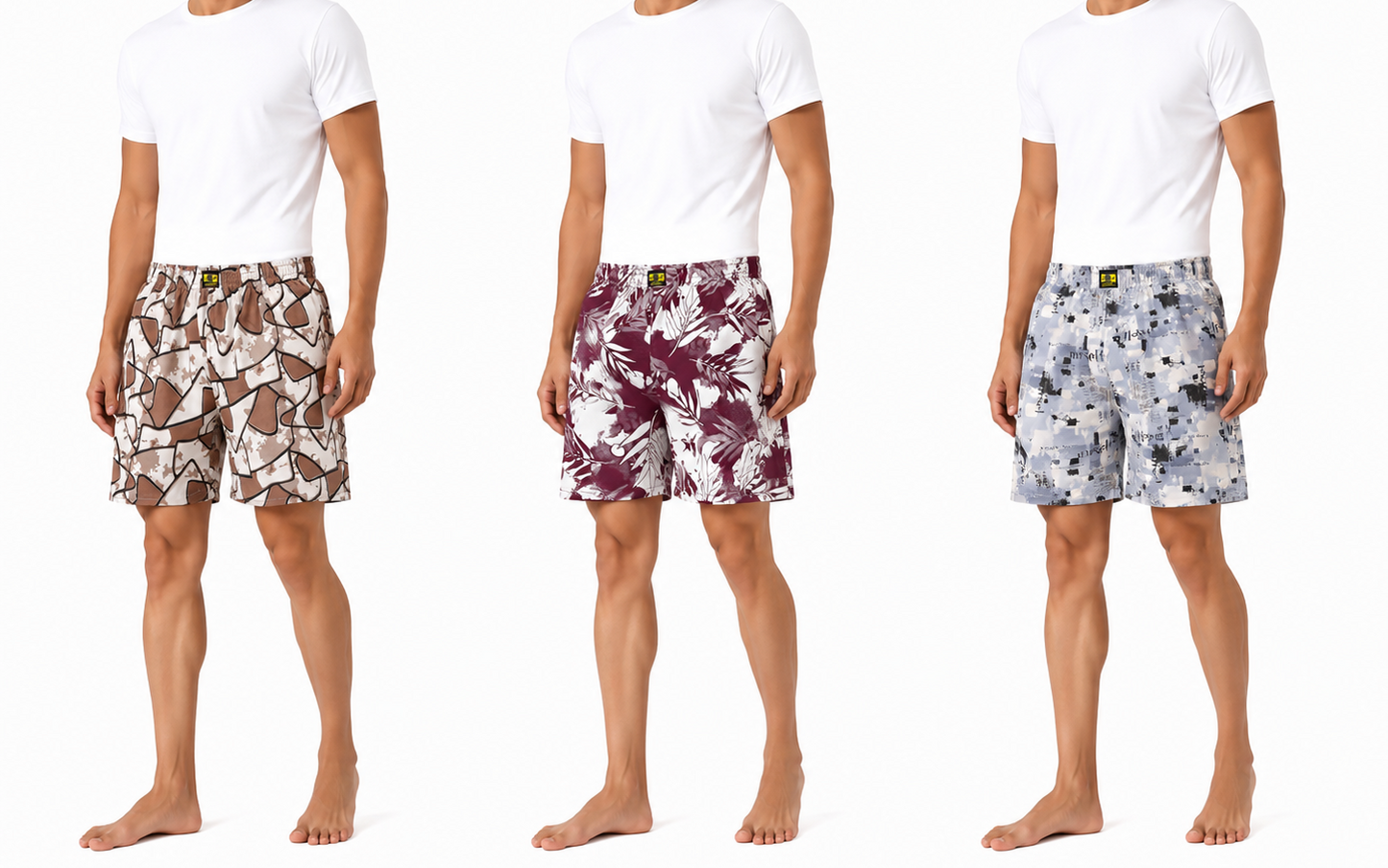 Men & Women Printed Boxer Shorts (Combo Pack of 3) Casual Regular Fit with Back Pocket