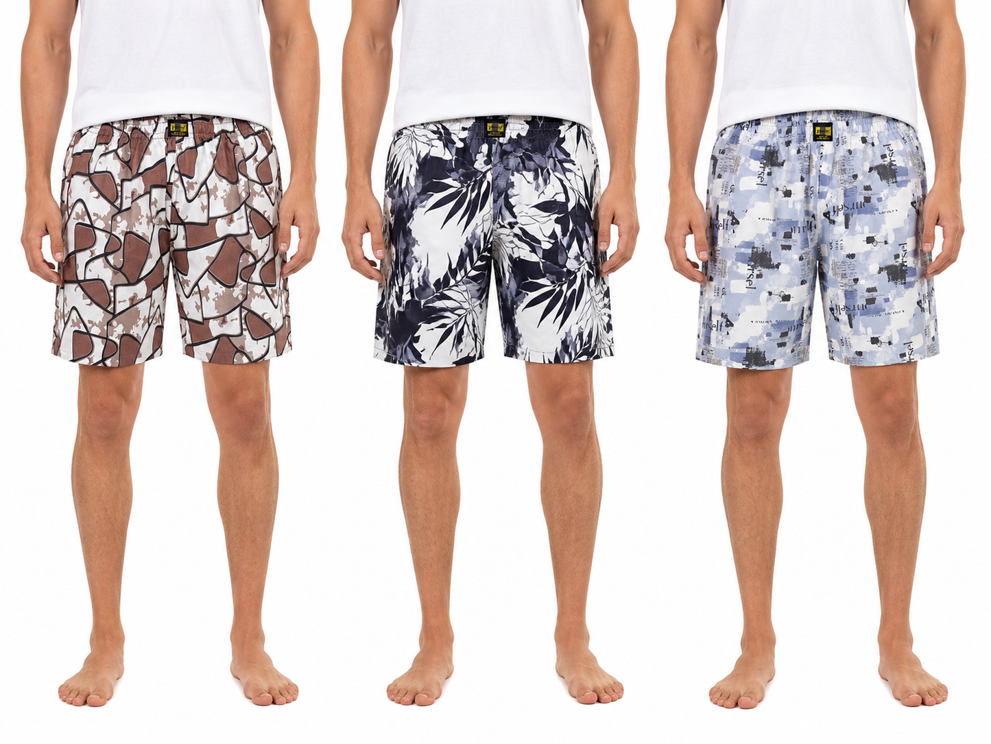 Men & Women Printed Boxer Shorts (Combo Pack of 3) Casual Regular Fit with Back Pocket