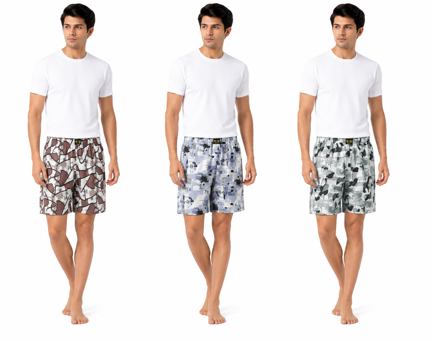Men & Women Printed Boxer Shorts (Combo Pack of 3) Casual Regular Fit with Back Pocket