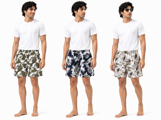 Men & Women Printed Boxer Shorts (Combo Pack of 3) Casual Regular Fit with Back Pocket (Copy)