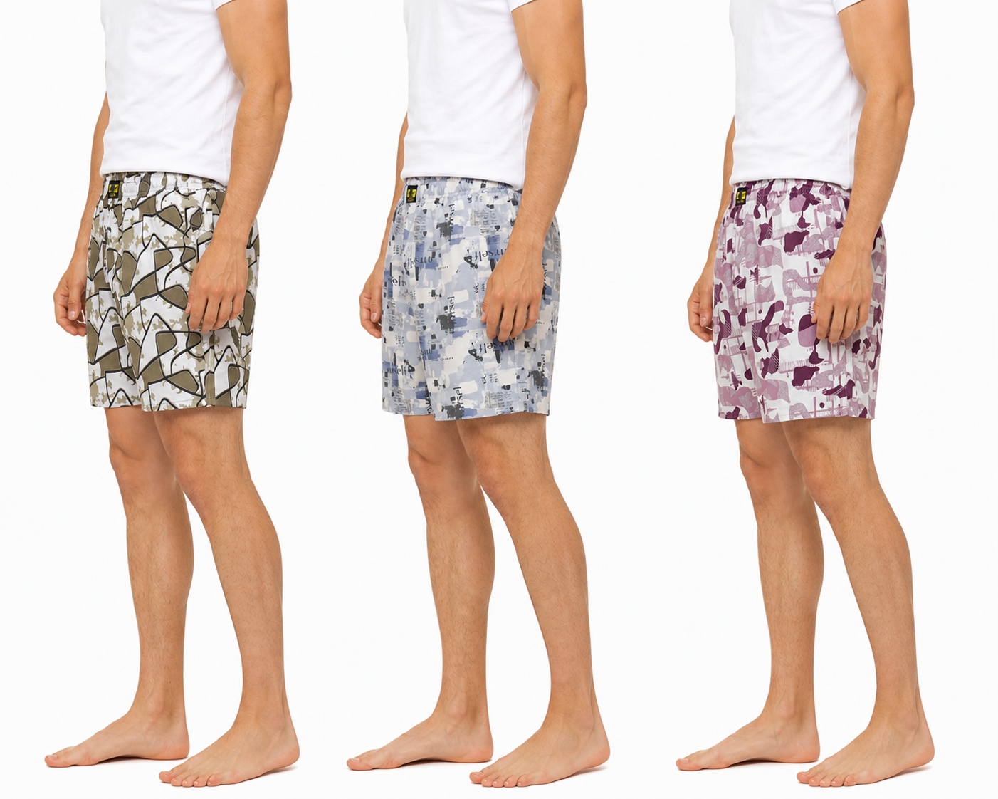Men & Women Printed Boxer Shorts (Combo Pack of 3) Casual Regular Fit with Back Pocket