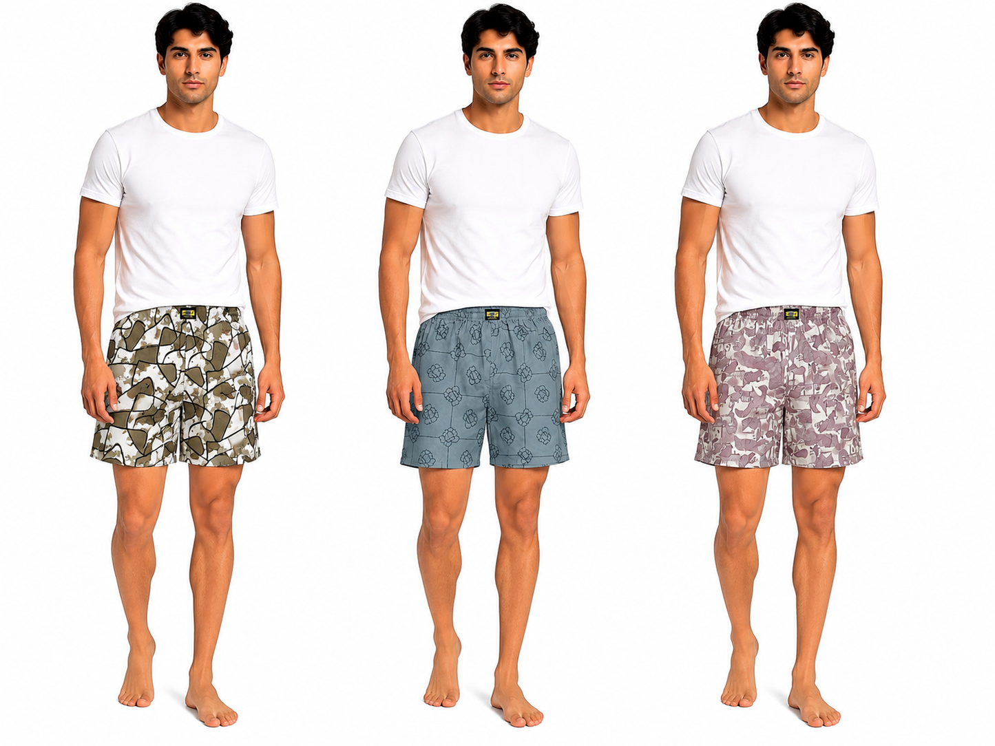 Men & Women Printed Boxer Shorts (Combo Pack of 3) Casual Regular Fit with Back Pocket