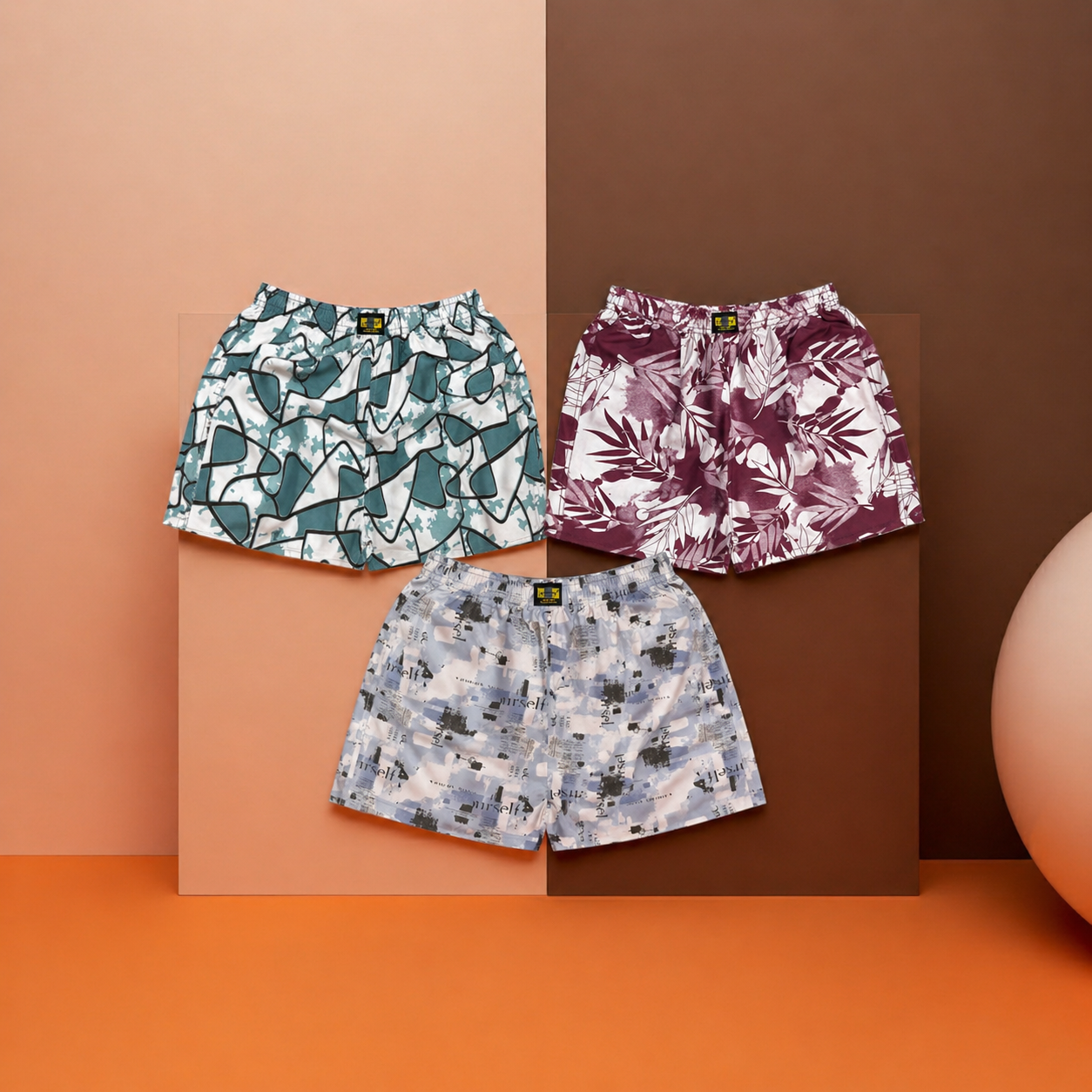 Men & Women Printed Boxer Shorts (Combo Pack of 3) Casual Regular Fit with Back Pocket