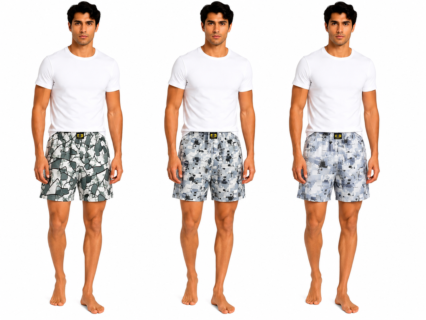 Men & Women Printed Boxer Shorts (Combo Pack of 3) Casual Regular Fit with Back Pocket