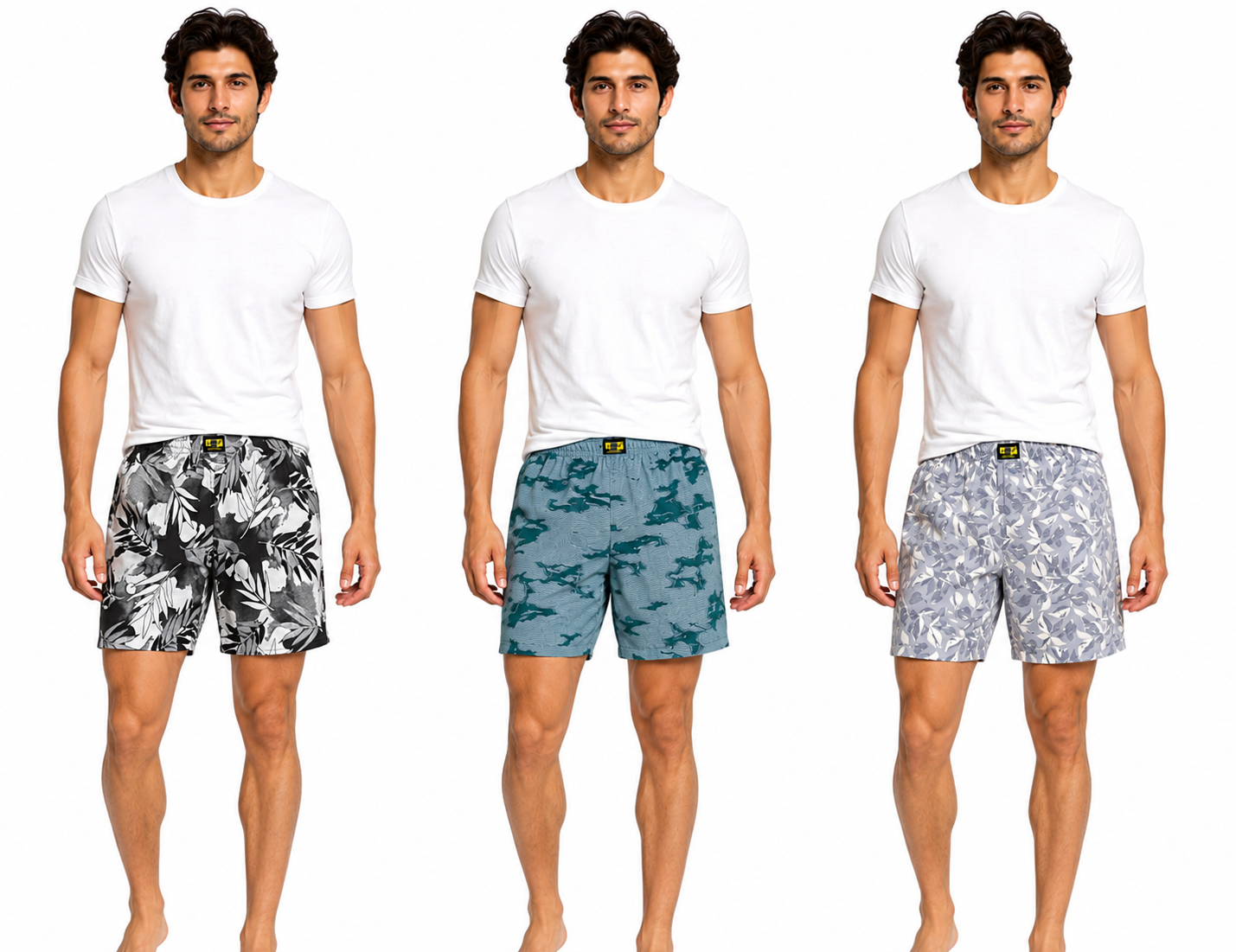 Men & Women Printed Boxer Shorts (Combo Pack of 3) Casual Regular Fit with Back Pocket