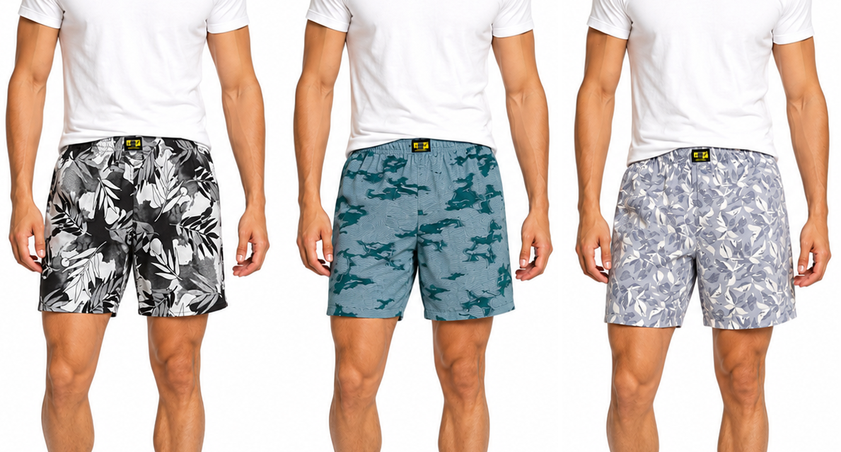 Men & Women Printed Boxer Shorts (Combo Pack of 3) Casual Regular Fit with Back Pocket