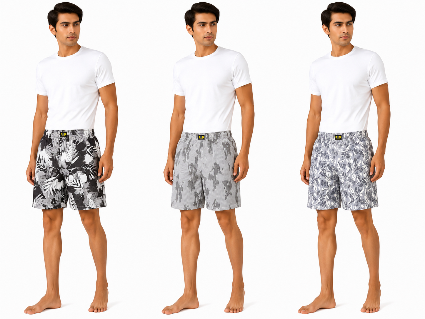 Men & Women Printed Boxer Shorts (Combo Pack of 3) Casual Regular Fit with Back Pocket