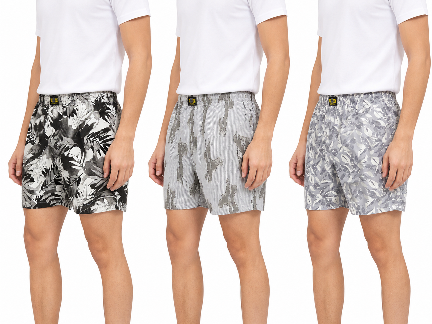 Men & Women Printed Boxer Shorts (Combo Pack of 3) Casual Regular Fit with Back Pocket