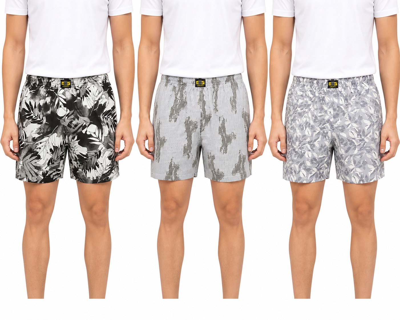 Men & Women Printed Boxer Shorts (Combo Pack of 3) Casual Regular Fit with Back Pocket
