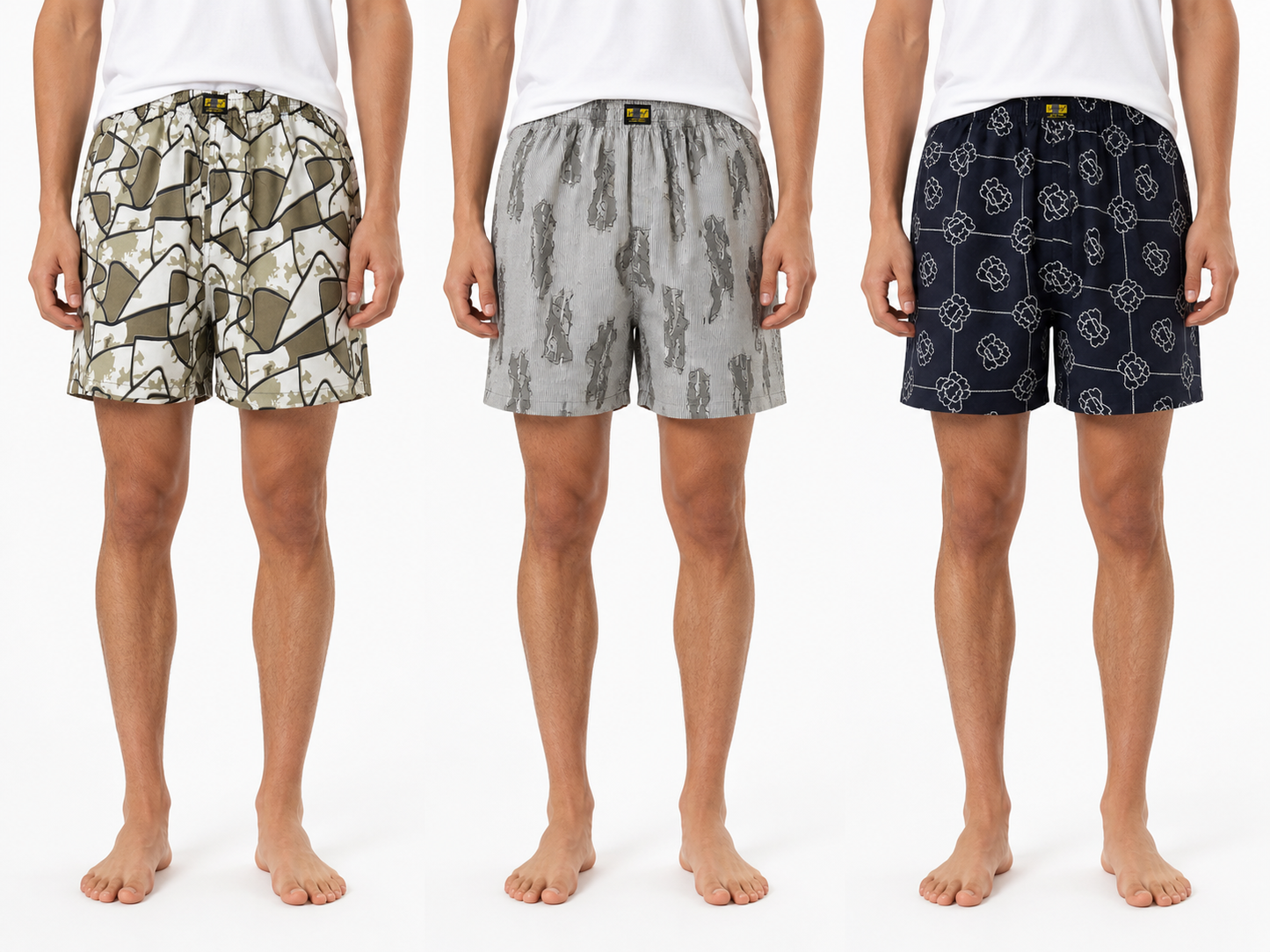 Men & Women Printed Boxer Shorts (Combo Pack of 3) Casual Regular Fit with Back Pocket