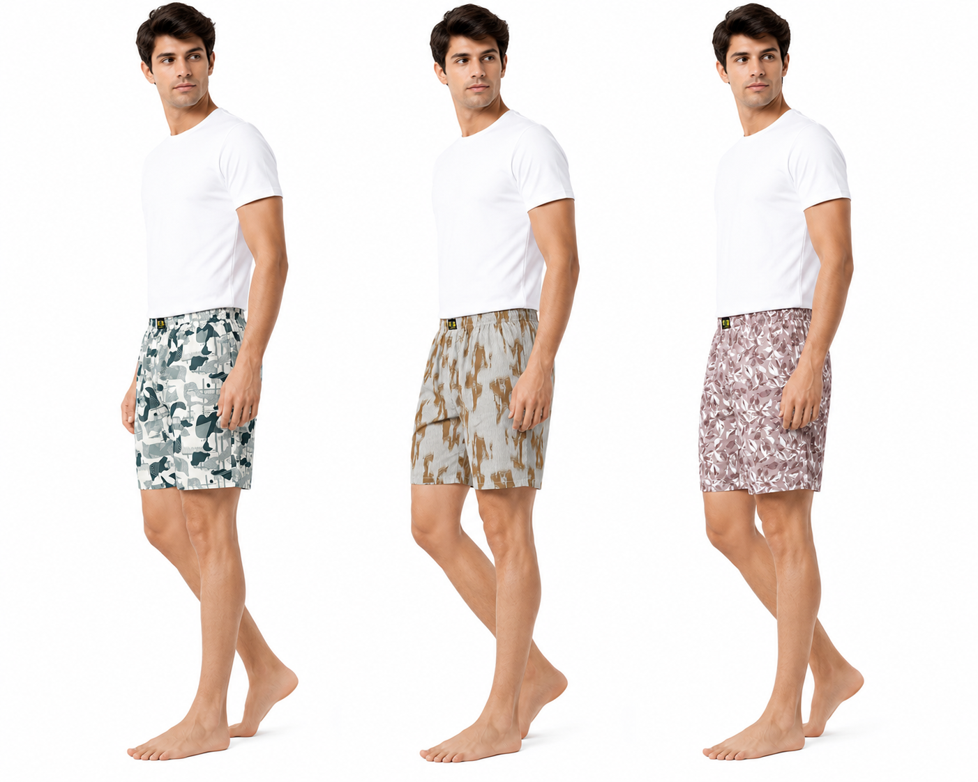 Men & Women Printed Boxer Shorts (Combo Pack of 3) Casual Regular Fit with Back Pocket