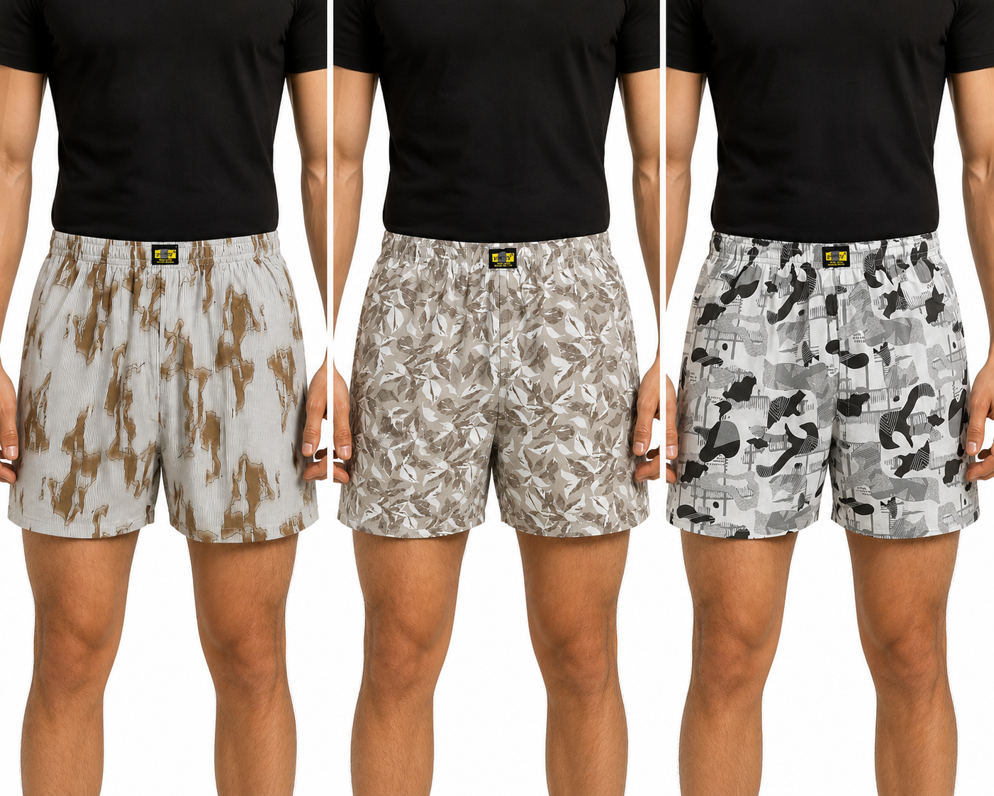 Men & Women Printed Boxer Shorts (Combo Pack of 3) Casual Regular Fit with Back Pocket